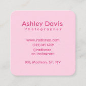 パステルエステティックピンク桜写真 スクエア名刺 (裏面)