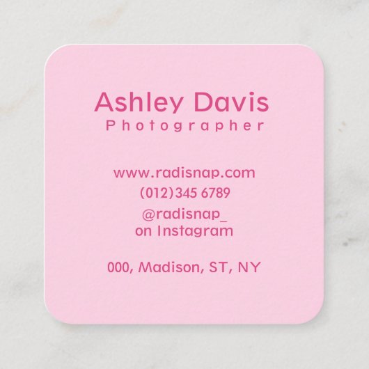 パステルエステティックピンク桜写真 スクエア名刺 (裏面)