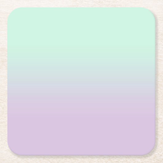 パステルエステティックミントと薄紫グラディエントグラデーション スクエアペーパーコースター (正面)