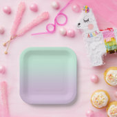 パステルエステティックミントと薄紫グラディエントグラデーション ペーパープレート (パーティー)