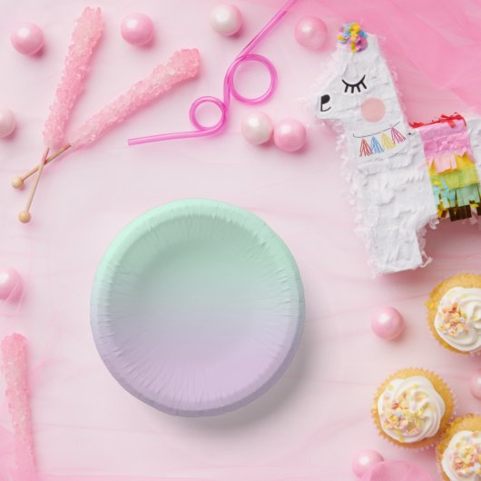 パステルエステティックミントと薄紫グラディエントグラデーション ペーパーボウル (パーティー)