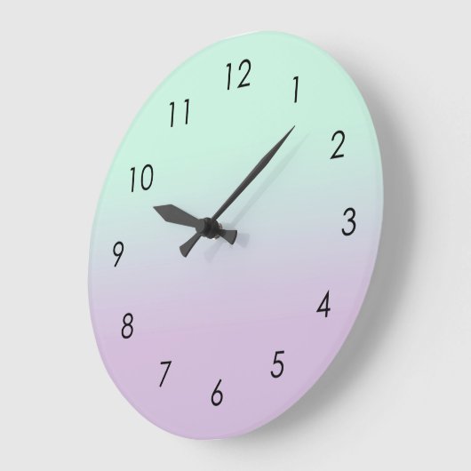 パステルエステティックミントと薄紫グラディエントグラデーション ラージ壁時計 (傾斜)