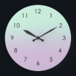 パステルエステティックミントと薄紫グラディエントグラデーション ラージ壁時計<br><div class="desc">パステルグラデーション美的な光の魔法のミント色と明るい紫の紫の紫の薄紫色で夢のような繊細なグラデーションデザイン。ソフトグラデーションの色の遷移。ミントグラデーションホームデコーグラデーションル、ミントグラデーションホームデコテーマデザイン。</div>