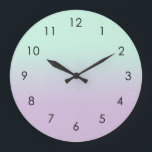 パステルエステティックミントと薄紫グラディエントグラデーション ラージ壁時計<br><div class="desc">パステルグラデーション美的な光の魔法のミント色と明るい紫の紫の紫の薄紫色で夢のような繊細なグラデーションデザイン。ソフトグラデーションの色の遷移。ミントグラデーションホームデコーグラデーションル、ミントグラデーションホームデコテーマデザイン。</div>