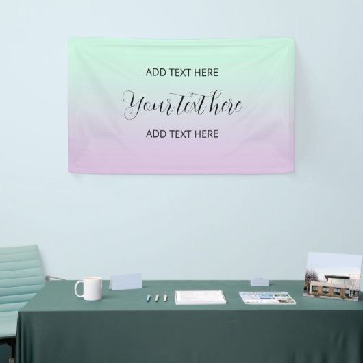 パステルエステティックミントと薄紫グラディエントグラデーション 横断幕 (トレードショー)
