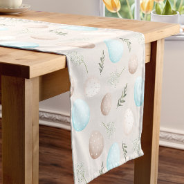 パステルエッグベージュブルーイースターリネンテーブルランナー ショートテーブルランナー