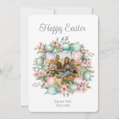 パステルエッグリースハッピーイースターファミリーフォト シーズンカード (正面)