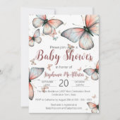 パステルエレガントお洒落蝶ベビーシャワー 招待状 (正面)