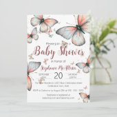 パステルエレガントお洒落蝶ベビーシャワー 招待状 (スタンド正面)