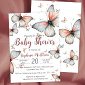 パステルエレガントお洒落蝶ベビーシャワー 招待状