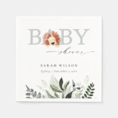 パステルエレガントかわいいボホライオンの葉ベビーシャワー スタンダードカクテルナプキン (正面)