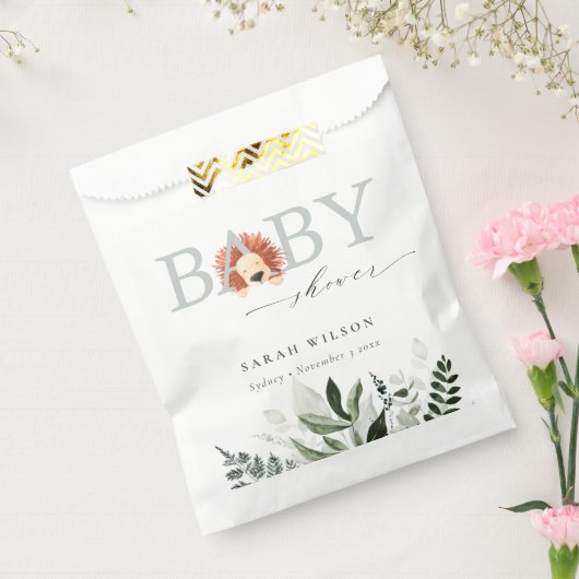 パステルエレガントかわいいボホライオンの葉ベビーシャワー フェイバーバッグ (封をした状態)