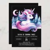 パステルエレガントな馬の誕生日 招待状 (正面/裏面)