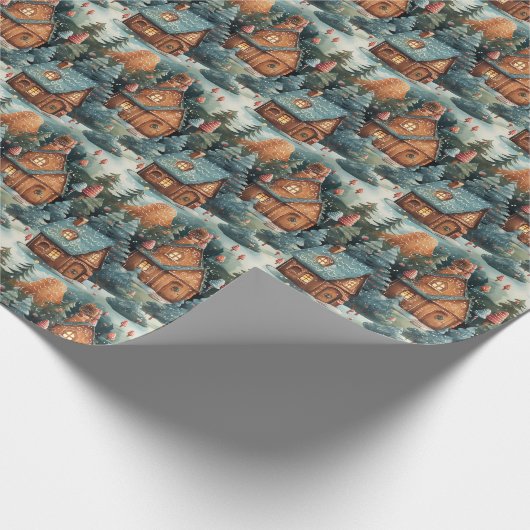 パステルエレガントは森のクリスマスハウスを彩る ラッピングペーパー (角)