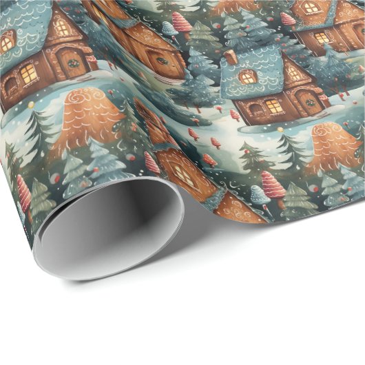 パステルエレガントは森のクリスマスハウスを彩る ラッピングペーパー (ロールコーナー)