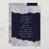 パステルエレガントアゲートホログラフィックグリッター 招待状 (正面/裏面)