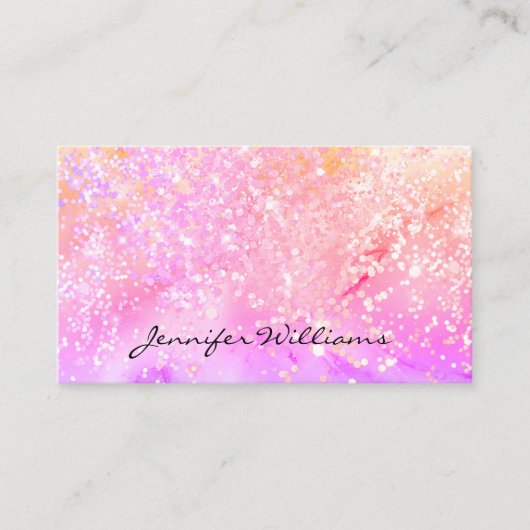 パステルエレガントアルコールインクホログラフィックグリッターバス 名刺 (正面)