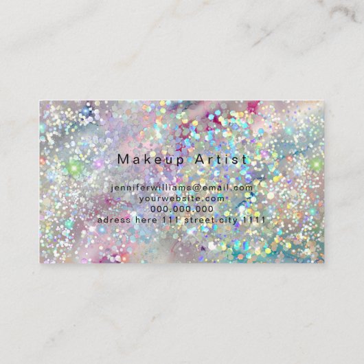 パステルエレガントアルコールインクホログラフィックグリッター ロイヤリティカード (裏面)