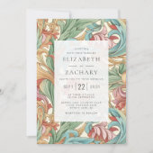 パステルエレガントアールヌーボーボタニカル結婚ズ 招待状 (正面)