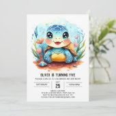 パステルエレガントウィムシータートルボーイ誕生日 招待状 (スタンド正面)