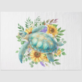 パステルエレガントウォーターカラーウミガメのデクページ 薄葉紙