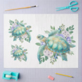 パステルエレガントウォーターカラーウミガメのデクページ 薄葉紙 (クラフト)