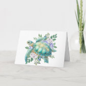 パステルエレガントウォーターカラーウミガメのノートカード シーズンカード (裏面)