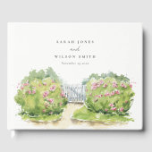 パステルエレガントウォーターカラーコテージ庭園の結婚式 ゲストブック (正面)