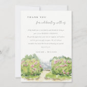 パステルエレガントウォーターカラーコテージ庭園の結婚式 サンキューカード (正面)
