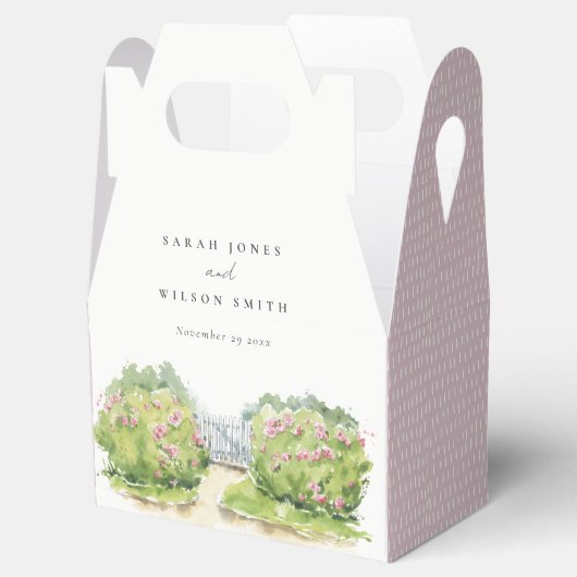 パステルエレガントウォーターカラーコテージ庭園の結婚式 フェイバーボックス (オープン)