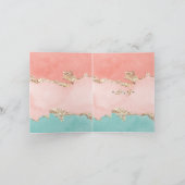 パステルエレガントウォーターカラーゴールドフォイルブライダルシャワー 招待状 (内部)