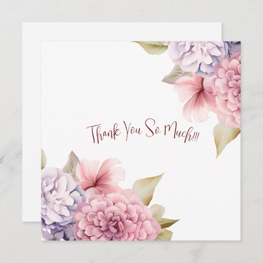 パステルエレガントウォーターカラーフラワーズサンキューカード サンキューカード (正面/裏面)