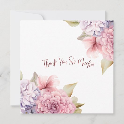 パステルエレガントウォーターカラーフラワーズサンキューカード サンキューカード (正面)