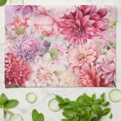 パステルエレガントウォーターカラーフラワー キッチンタオル (折り畳み)