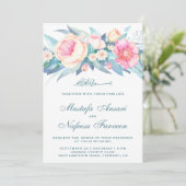 パステルエレガントウォーターカラーフローライスラーム結婚ズ 招待状 (スタンド正面)