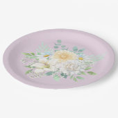 パステルエレガントウォーターカラーフローラガーデンフラワーズ ペーパープレート (アングル)