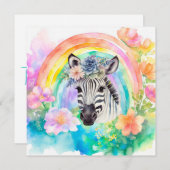 パステルエレガントウォーターカラーフローラゼブラ サンキューカード (正面/裏面)