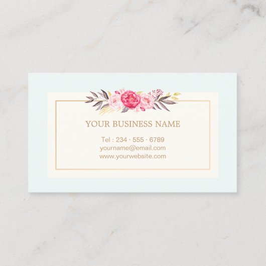 パステルエレガントウォーターカラーフローラブティックデコール 名刺 (裏面)