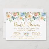 パステルエレガントウォーターカラーフローラブライダルシャワー 招待状 (正面)