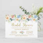 パステルエレガントウォーターカラーフローラブライダルシャワー 招待状 (スタンド正面)