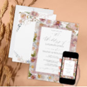 パステルエレガントウォーターカラーフローラ結婚ズの招待 招待状