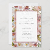 パステルエレガントウォーターカラーフローラ結婚ズ 招待状 (正面)