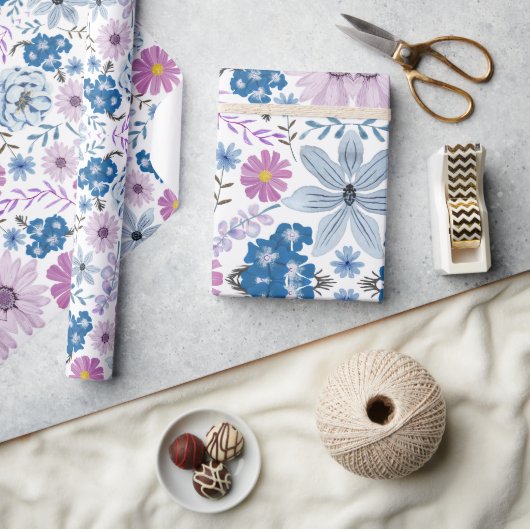 パステルエレガントウォーターカラーブロッサムTextilスタイル ラッピングペーパー (クラフト)