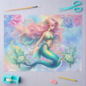 パステルエレガントウォーターカラーマーメイドデクページ 薄葉紙 (クラフト)