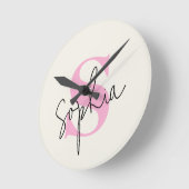 パステルエレガントウォールクロック付き名前をカスタムする ラウンド壁時計 (傾斜)