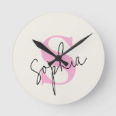パステルエレガントウォールクロック付き名前をカスタムする ラウンド壁時計 (正面)