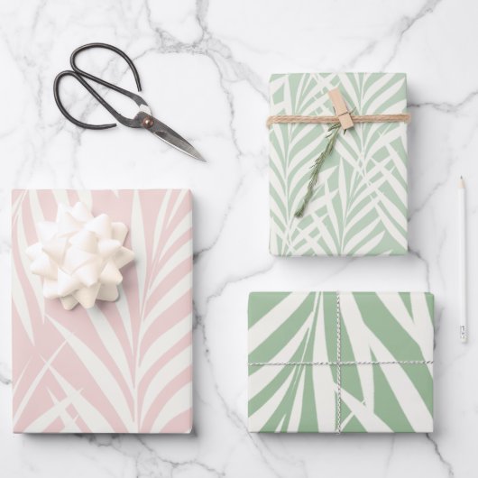 パステルエレガントエキゾチックなパ離れームパターン ラッピングペーパーシート (正面)