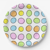 パステルエレガントカラフルレトロ楕円パターン ペーパープレート (正面)
