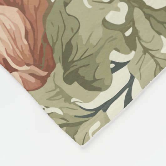 パステルエレガントカラーヴィンテージフローラ フリースブランケット (角)