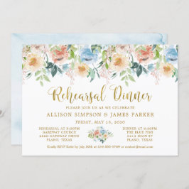 パステルエレガントガーデンウォーターカラーリハーサルディナー 招待状